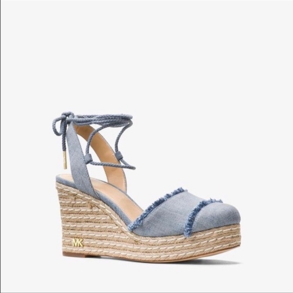 Michael Kors Tibby Lace-Up Denim Wedge✨Brand New! - Picture 2 of 5